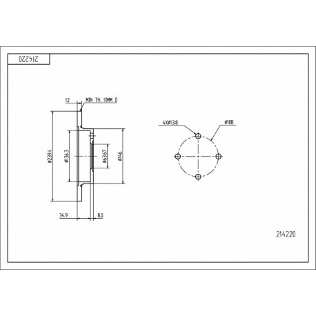 FÉKTÁRCSA ELÖL KA 1.3,FIESTA1.2,1.3 1006505