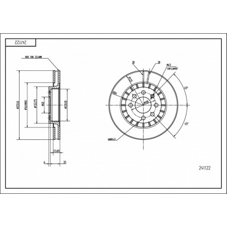 ELSŐ FÉKTÁRCSA KADETT E,VECTRA /MAL/KPL 569001