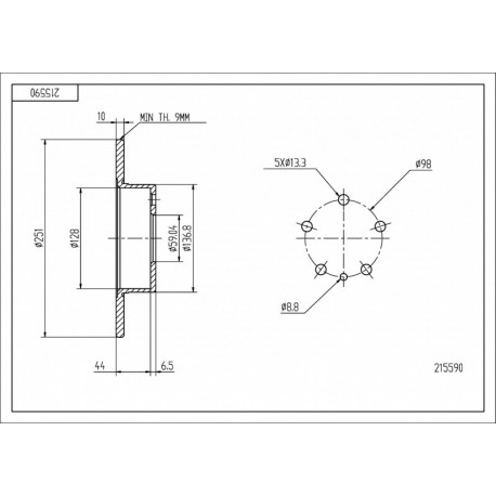 HÁTSÓ FÉKTÁRCSA ALFA 164 87- 0000060743390