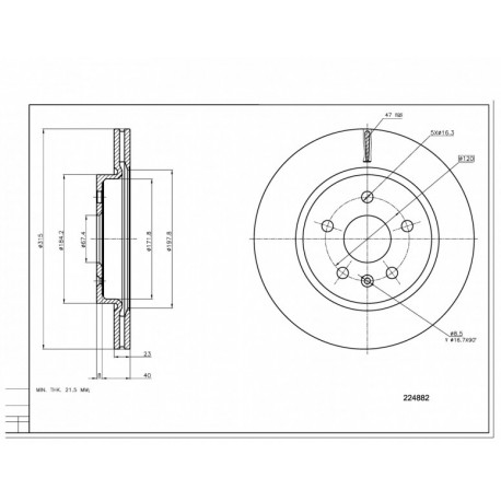 HÁTSÓ FÉKTÁRCSA INSIGNIA 1.6 08- 13501303