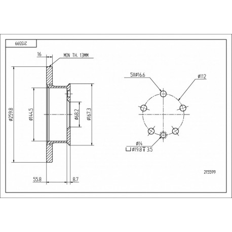 ELSŐ FÉKTÁRCSA BUSZ T4 260/16/13 701615301