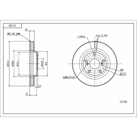 CAMRY 3.0 ELSŐ FÉKTÁRCSA 91- 275/28/26 43512-06020