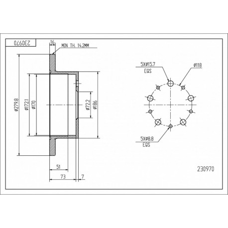 HÁTSÓ FÉKTÁRCSA DUCATO 06- 280/16/14,2-72 1607880480