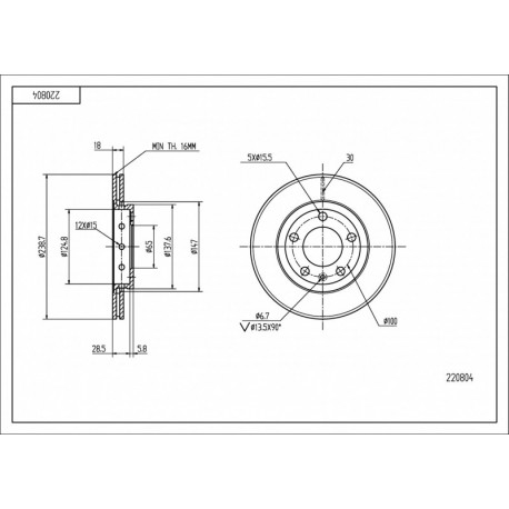 ELSŐ FÉKTÁRCSA FABIA 02- 6Q0615301