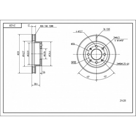 ELSŐ FÉKTÁRCSA CIVIC,CRX 1.5 84-87 45251SB2750