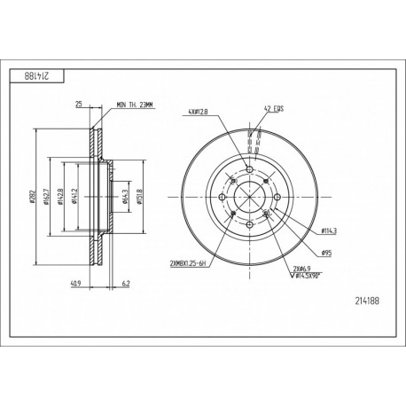 ELSŐ FÉKTÁRCSA ACCORD 1.8I 16V 98- 45251-S1A-305