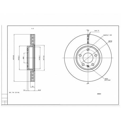 ELSŐ FÉKTÁRCSA AUDI A4 2.0TDI 07- 8R0615301