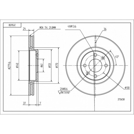 FÉKTÁRCSA ELÖL LAGUNA 1.6I,1.8I 98- 402060540R