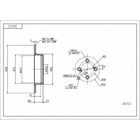 HÁTSÓ FÉKTÁRCSA COROLLA 1.8VVTI02-/MAL/KPL 42431-02050