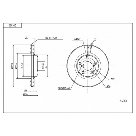 ELSŐ FÉKTÁRCSA TOYOTA AVENSIS 97- 43512-05030
