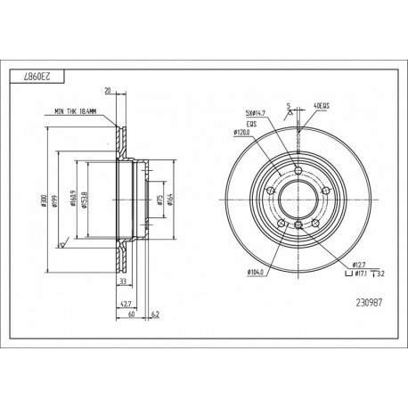 HÁTSÓ FÉKTÁRCSA BMW E90 320D 05- 34216764651