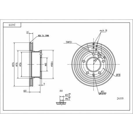 ELSŐ FÉKTÁRCSA LT /MAL/KPL 2D0407617