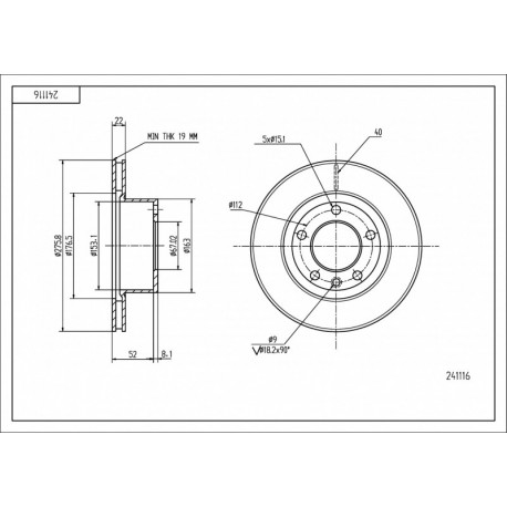 ELSŐ FÉKTÁRCSA DB VITO /MAL/KPL 6384210112