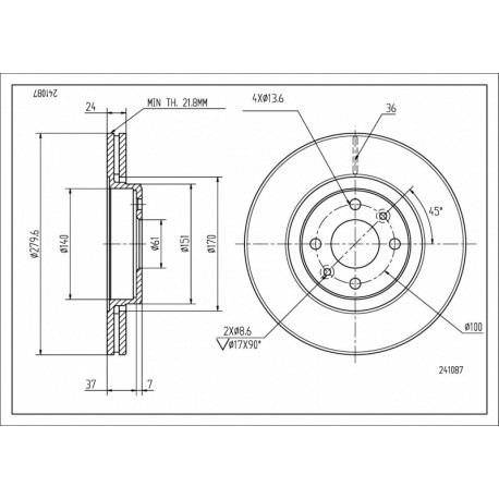 FÉKTÁRCSA ELÖL LAGUNA KOMBI 98- /MAL/KPL 402060540R