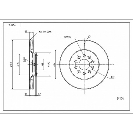 ELSŐ FÉKTÁRCSA A4 02- /MAL/KPL 3B0615301B