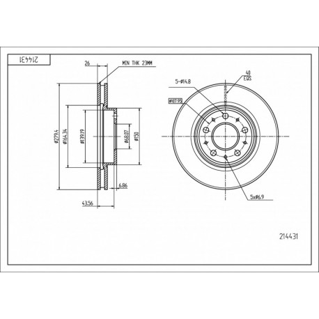 ELSŐ FÉKTÁRCSA VOLVO 850 94- 280/26/23 271788