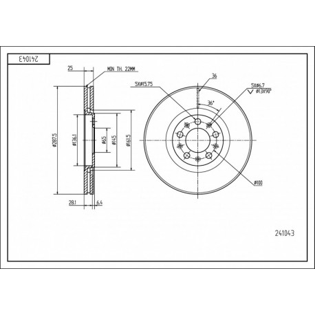 ELSŐ FÉKTÁRCSA AUDI A3 1.8 TURBO /MAL/KPL 1J0615301