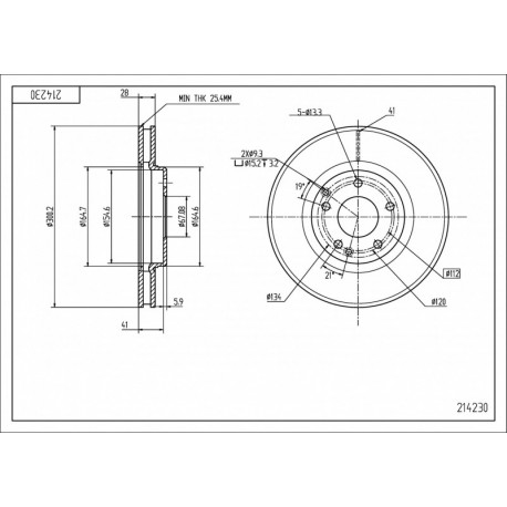 FÉKTÁRCSA ELÖL DB CLK 320,C208 97- 05098063AA