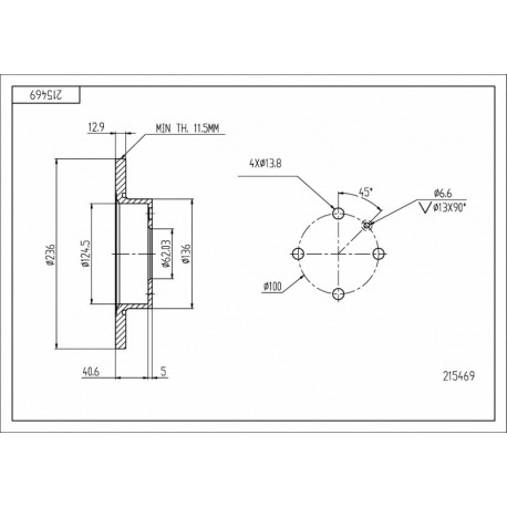 FAVORIT 236/12.7/11.4 ELSŐ FÉKTÁRCSA 002415019