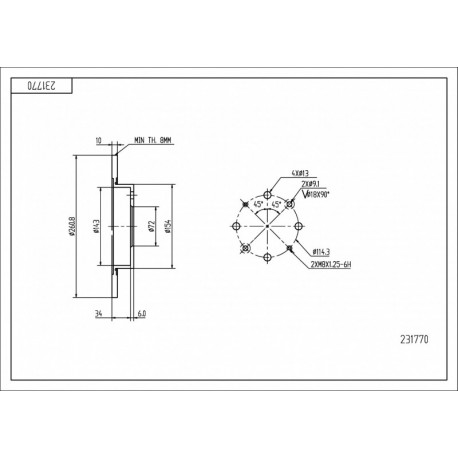 HÁTSÓ FÉKTÁRCSA CARENS 1.6I 02-06 0K9A226251
