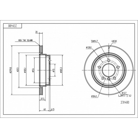 HÁTSÓ FÉKTÁRCSA BMW 320D 2.0 10- 34216764653