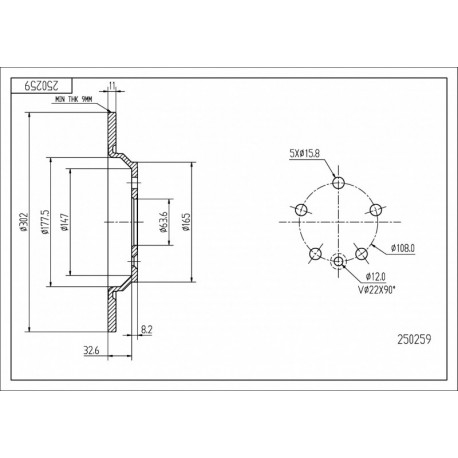 HÁTSÓ FÉKTÁRCSA VOLVO S60 10- 30769059