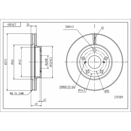 ELSŐ FÉKTÁRCSA AURIS 1.4 D4D 07- 43512-02180