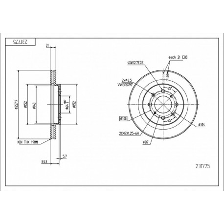 ELSŐ FÉKTÁRCSA JAZZ 1.2I,1.4I -08 45251-SAA-G50