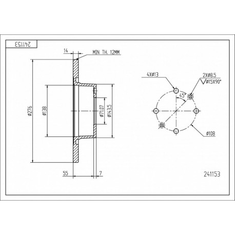 HÁTSÓ FÉKTÁRCSA CITROEN C5 1.6 01-/MAL/KPL 4246W4