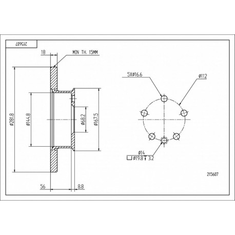 ELSŐ FÉKTÁRCSA T4 1.9D,2.0D 92- 282/18/15 701615301B