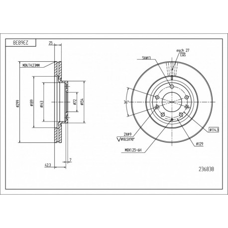 ELSŐ FÉKTÁRCSA MAZDA 6 07- 5DA026251