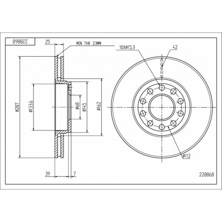 ELSŐ FÉKTÁRCSA SUPERB 1.8T 02-08 /288X25 4B0615301B