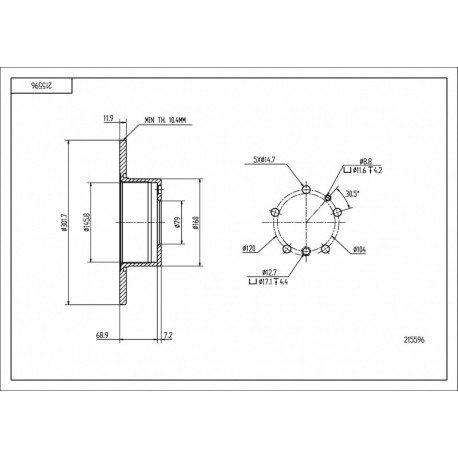 BMW 520I -90 302/12/10.4 ELSŐ FÉKTÁRCSA -90 302/12/10.4 34111158042