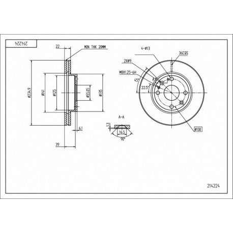ELSŐ FÉKTÁRCSA MAZDA 323 1.5 94- BR703325X