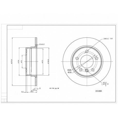 HÁTSÓ FÉKTÁRCSA BMW E87 04- 34216764647
