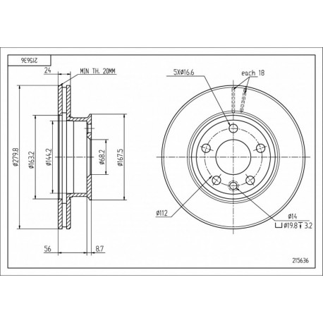 ELSŐ FÉKTÁRCSA T4 2.5D 2.4 280/24/20 701615301A
