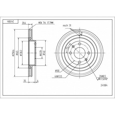 ELSŐ FÉKTÁRCSA MEGANE 1.6I 99- /MAL/KPL 4020600Q0E