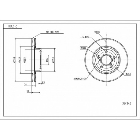 ELSŐ FÉKTÁRCSA SUBARU LEGACY 260/24/22 26300AE040
