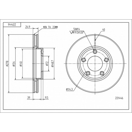 ELSŐ FÉKTÁRCSA MAZDA 3 1.4-2.0 03- BFF43325X