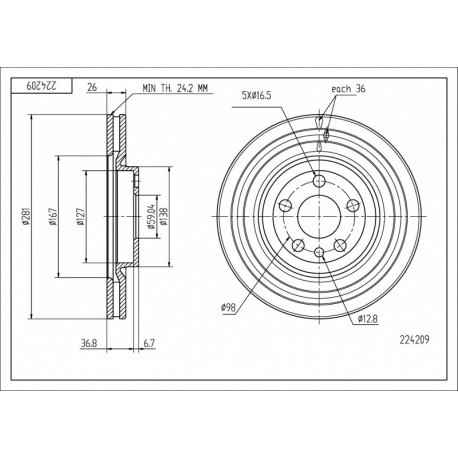 FÉKTÁRCSA ELÖL ULYSSE 1.8,2.0 96- 0001309392080
