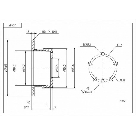 HÁTSÓ FÉKTÁRCSA DB SPRINTER,LT 96- 2D0501203
