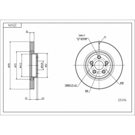 ELSŐ FÉKTÁRCSA AVENSIS 03- 43512-05050