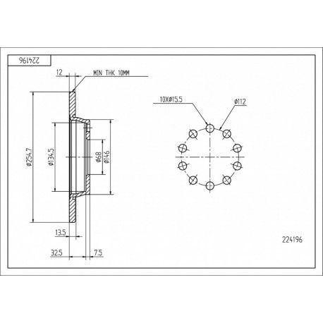 HÁTSÓ FÉKTÁRCSA AUDI A4 02- 8E0615601D