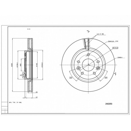 ELSŐ FÉKTÁRCSA QASHQAI 1.2DCI 13- 402066624R