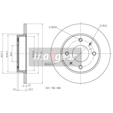 FÉKTÁRCSA. MITSUBISHI HÁTSÓ COLT 04- KORRÓZIÓGÁTLÓ BEVONATTAL