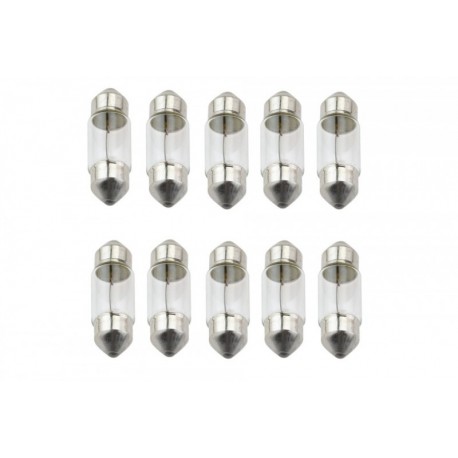 (10 DB-OS CSOMAG) IZZÓ C10W12V C10W 12V 10W /SAPKA TÍPUSA: SV8,5-8 31MM/ /CSAK 10DB-BAN ÁRULJUK/. C10W 31MM