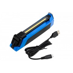 MŰHELYLÁMPA 5W COB 500LM+2W SMD2525 200LM, MOZGATHATÓ FÉNYRÉSZ 270°-OS MANŐVEREZHETŐSÉGGEL, FÉNYSZÍN: MAX 6500K, AKKUMULÁTOR: