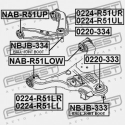 BAL ELSŐ FELSŐ VEZÉRLŐKAR NISSAN PATHFINDER R51M 2005.01-2014.11 EL 54525-EB30A