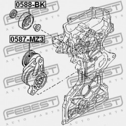 Feszítőgörgő, hosszbordás szíj MAZDA 3 BK 03-08, BMW 5 E39 1995-2003, BMW 7 E38 1993-2001, BMW X5 E53 1999-2006, MAZDA 2 DE