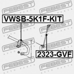 Csapágyazás, stabilizátor ELSŐ KIT VW GOLF V/VI/VII, TOURAN 10-15, CADDY 04-10, SKODA OCTAVIA 04-12, SUPERB 08-15, YETI 10-,